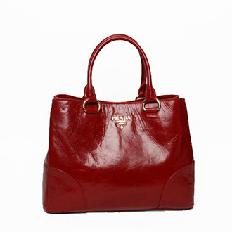 2014 Prada bright calfskin leather tote bag BN2533 red - Click Image to Close